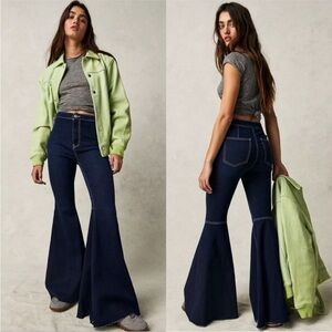 Free People We The Free Just Float On Flare Jeans in Midnight 2 Short